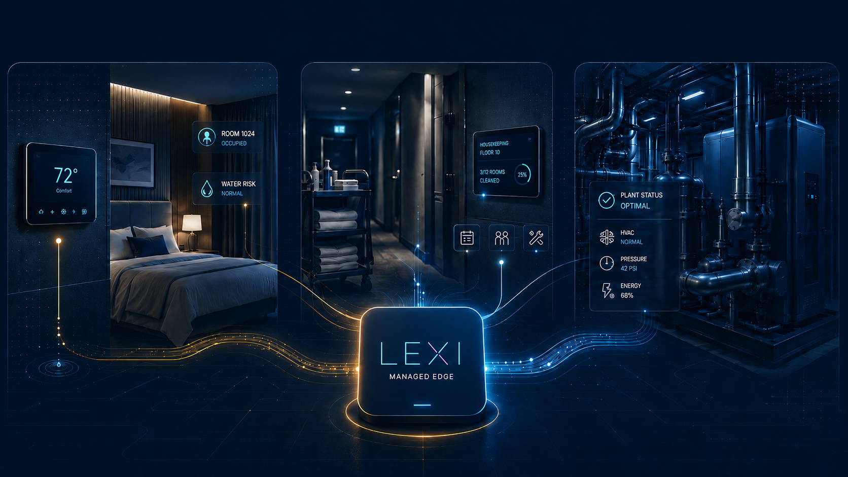 Hotel guest room in a LEXI hospitality energy deployment.