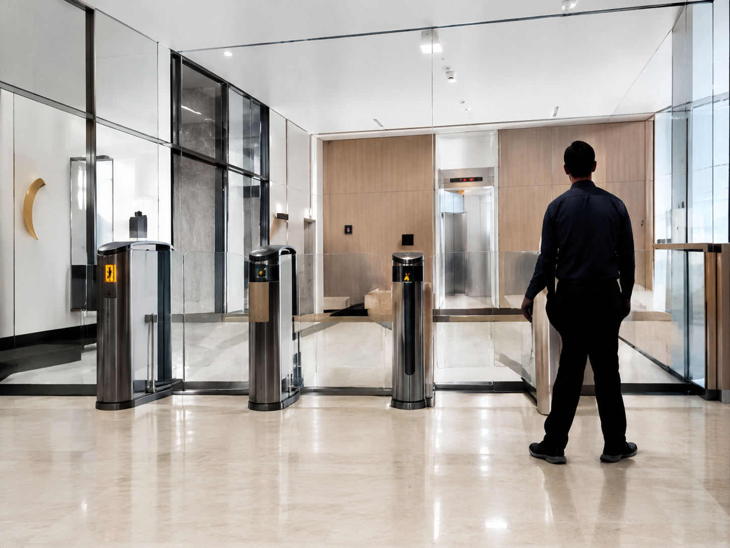 Modern commercial building lobby