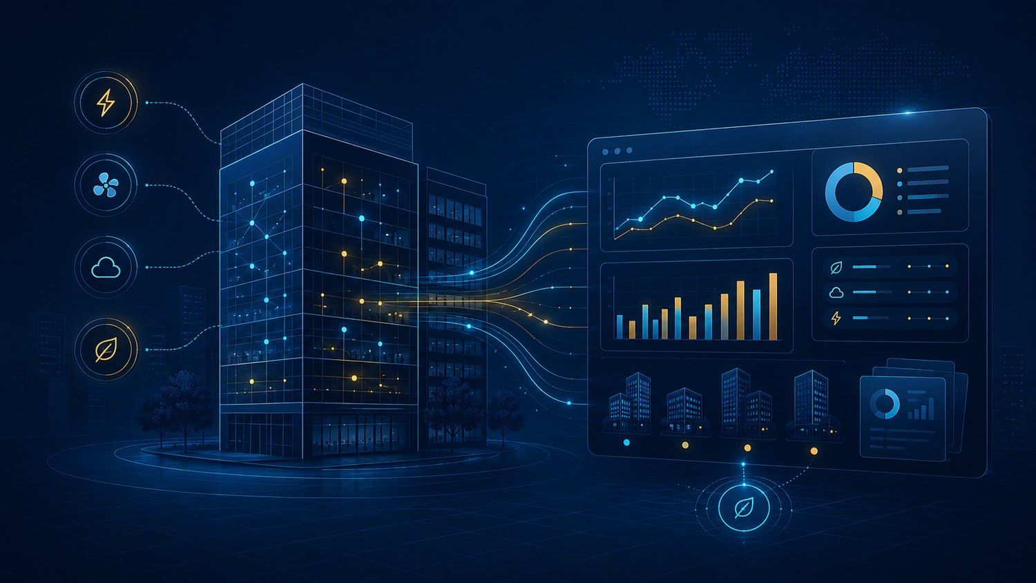Building energy, equipment and environmental data feeding portfolio reporting